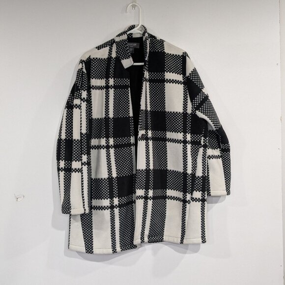 Coercion Fleece Plaid Trench White Black Size Large - Picture 1 of 3